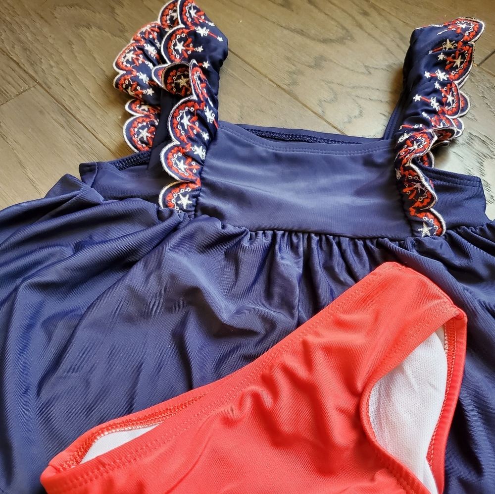 Cat & Jack two-piece baby doll cut swim suit